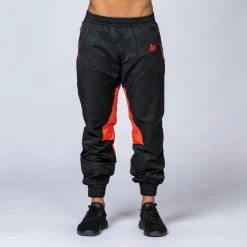 Muscle Nation Unisex Retro Tracksuit Pants - Black / Blood Orange Womens