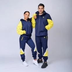 Muscle Nation Unisex Retro Tracksuit Pants - Navy / Yellow