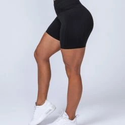 Muscle Nation V Wrap High Waist Bike Shorts - Black Womens