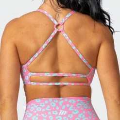 Muscle Nation Wanderlust Bralette - Cotton Candy Cheetah Print