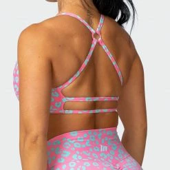 Muscle Nation Wanderlust Bralette - Cotton Candy Cheetah Print