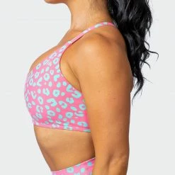 Muscle Nation Wanderlust Bralette - Cotton Candy Cheetah Print
