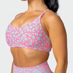 Muscle Nation Wanderlust Bralette - Cotton Candy Cheetah Print