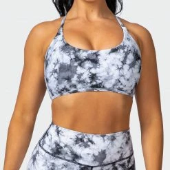 Muscle Nation Wanderlust Bralette - Grey Black Tie Dye Print