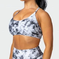 Muscle Nation Wanderlust Bralette - Grey Black Tie Dye Print