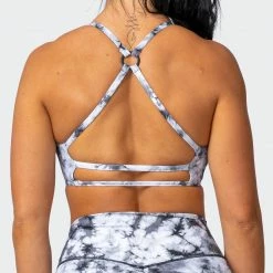 Muscle Nation Wanderlust Bralette - Grey Black Tie Dye Print
