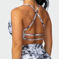 Muscle Nation Wanderlust Bralette - Grey Black Tie Dye Print