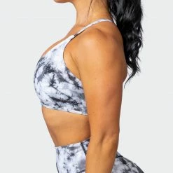 Muscle Nation Wanderlust Bralette - Grey Black Tie Dye Print
