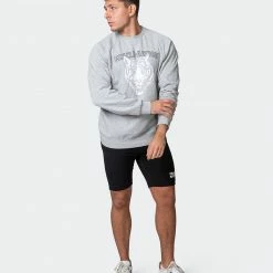 Muscle Nation Mens Courtside Vintage Pullover - Washed Light Grey
