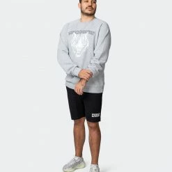 Muscle Nation Mens Courtside Vintage Pullover - Washed Light Grey