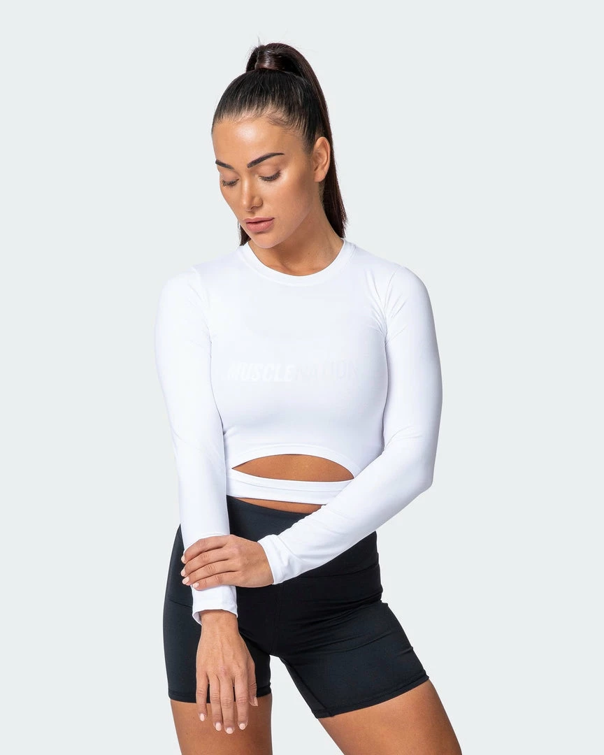 Brand new ๐คฉ Muscle Nation Half Time Long Sleeve - White โจ 3 Muscle Nation Half Time Long Sleeve - White