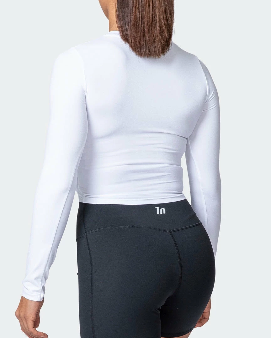 Brand new ๐คฉ Muscle Nation Half Time Long Sleeve - White โจ 9 Muscle Nation Half Time Long Sleeve - White