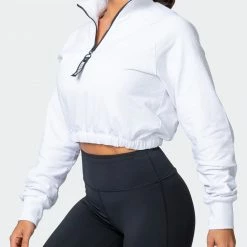 Muscle Nation Post Game Quarter Zip Jumper - White