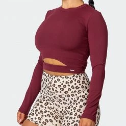 Muscle Nation Half Time Long Sleeve - Wine Womens