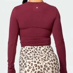 Muscle Nation Half Time Long Sleeve - Wine Womens