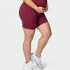 Muscle Nation Womens Maternity Superior Squat Pocket Bike Shorts - Wine