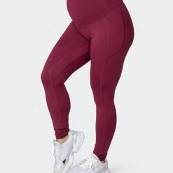 Muscle Nation Womens Maternity Superior Squat Pocket Leggings - Wine