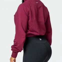 Muscle Nation Womens Post Game Quarter Zip Jumper - Wine