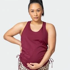 Muscle Nation Side Tie Maternity Tank - Wine Womens