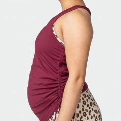 Muscle Nation Side Tie Maternity Tank - Wine Womens