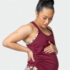 Muscle Nation Side Tie Maternity Tank - Wine Womens