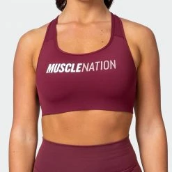 Muscle Nation Strike Bra - Wine Womens