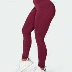 Muscle Nation Superior Squat Full Length Leggings - Wine Non Scrunch