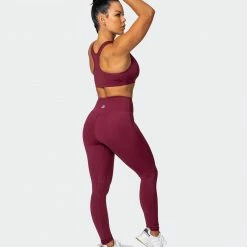 Muscle Nation Superior Squat Full Length Leggings - Wine Non Scrunch