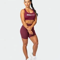 Muscle Nation Prize Fighter Bike Shorts - Wine W/ White & Fawn