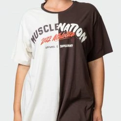 Muscle Nation Womens Athletica Oversized Tee - Cocoa / Dew