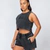 Muscle Nation Cropped Rest Day Tank - Washed Black Womens