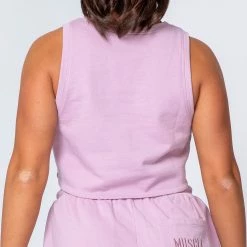 Muscle Nation Womens Cropped Rest Day Tank - Washed Dusty Lilac