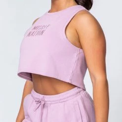 Muscle Nation Womens Cropped Rest Day Tank - Washed Dusty Lilac