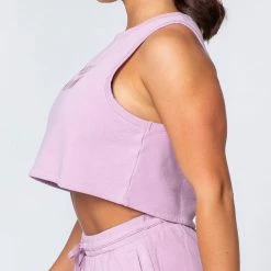 Muscle Nation Womens Cropped Rest Day Tank - Washed Dusty Lilac