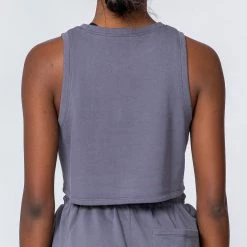Muscle Nation Womens Cropped Rest Day Tank - Washed Sleet Grey
