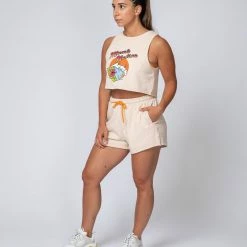 Muscle Nation Womens Cropped Surf Tank - Sand