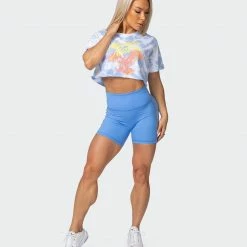 Top 10 ๐ Muscle Nation Featured ๐ฉ Womens Neon Eagle Tie Dye Cropped Tee - White / Cashmere Blue Tie Dye โญ 17 Muscle Nation Featured Womens Neon Eagle Tie Dye Cropped Tee - White / Cashmere Blue Tie Dye