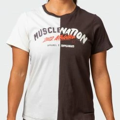 Muscle Nation Womens Regular Fit Athletica Tee - Cocoa / Dew