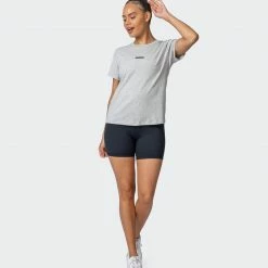 Muscle Nation Womens Timeless Tee - Light Grey Marl
