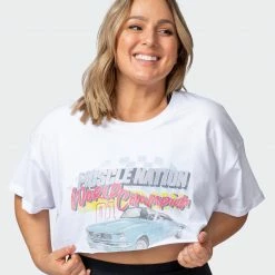 Muscle Nation Womens World Champion Super Cropped Tee - White