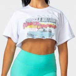 Muscle Nation Womens World Champion Super Cropped Tee - White