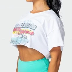 Muscle Nation Womens World Champion Super Cropped Tee - White