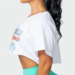 Muscle Nation Womens World Champion Super Cropped Tee - White