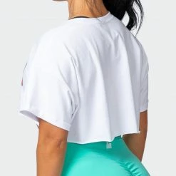 Muscle Nation Womens World Champion Super Cropped Tee - White