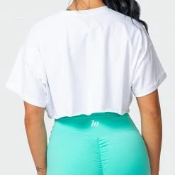 Muscle Nation Womens World Champion Super Cropped Tee - White