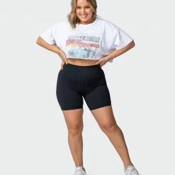 Muscle Nation Womens World Champion Super Cropped Tee - White