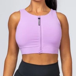 Muscle Nation Womens Zip Up Bra - Lilac