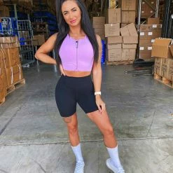 Budget 💯 Muscle Nation 👩 Womens Zip Up Bra - Lilac 🔔 13 Muscle Nation Womens Zip Up Bra - Lilac