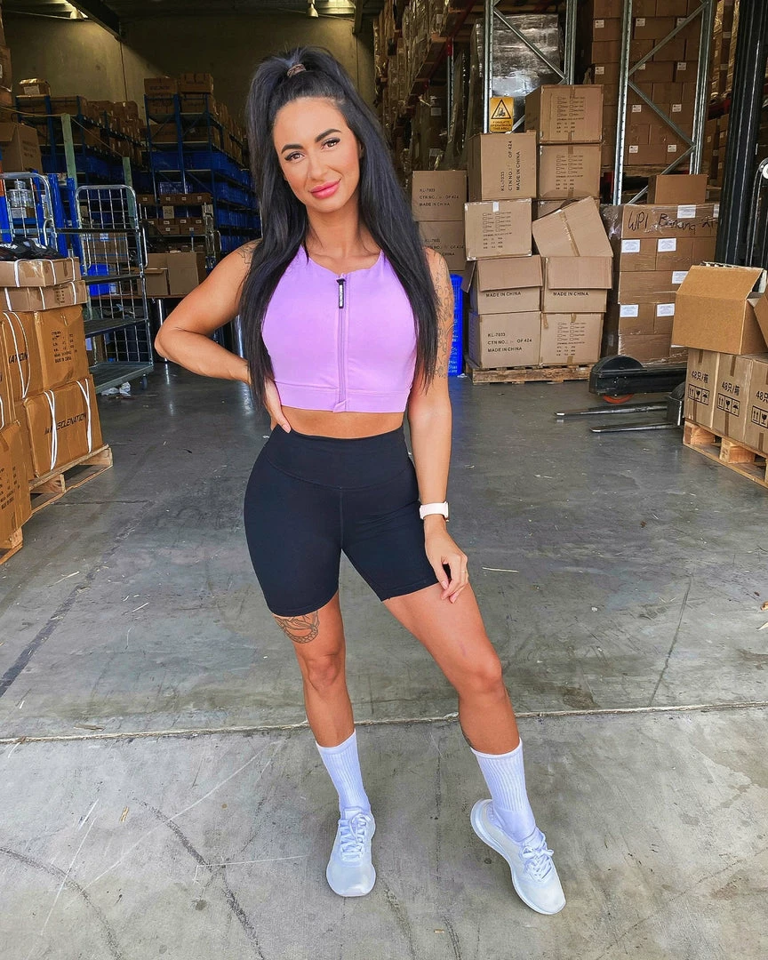 Budget 💯 Muscle Nation 👩 Womens Zip Up Bra - Lilac 🔔 6 Muscle Nation Womens Zip Up Bra - Lilac