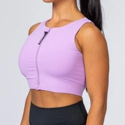Budget 💯 Muscle Nation 👩 Womens Zip Up Bra - Lilac 🔔 15 Muscle Nation Womens Zip Up Bra - Lilac